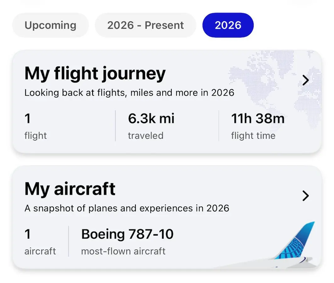 United's New 'My Flight Journey' App Feature Shows Your Entire Flying Life — and It's Borrowed From Flighty