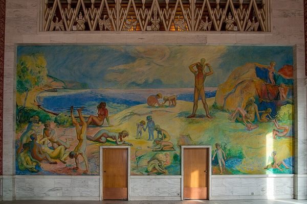 There's a Hidden Insult Painted Into Oslo City Hall — Look for the Boy Sticking Out His Tongue
